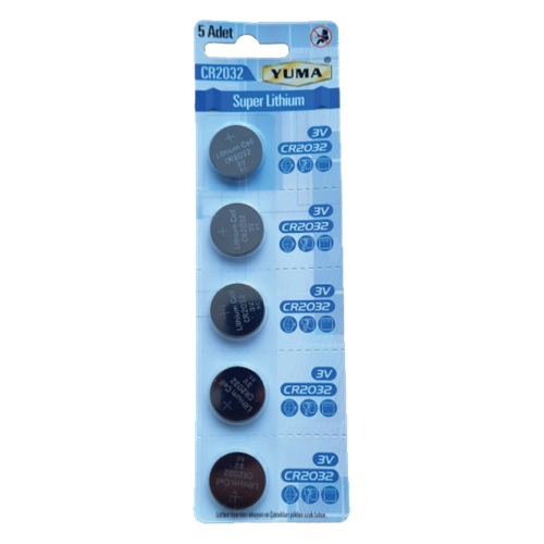 YUMA YASSI PİL CR2032 3V 210 mah 5 li kartela (92032)